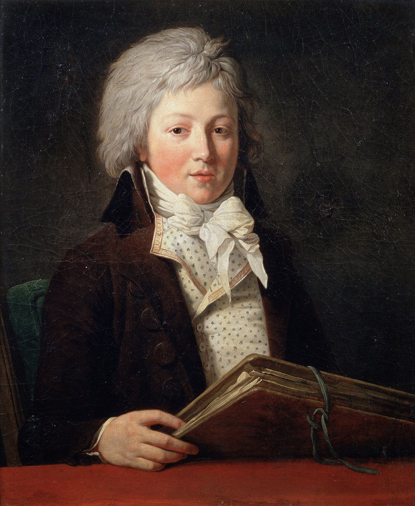 Detail of Portrait of a Young Man holding a Folder with Drawings, 1791. by Francois-Andre Vincent