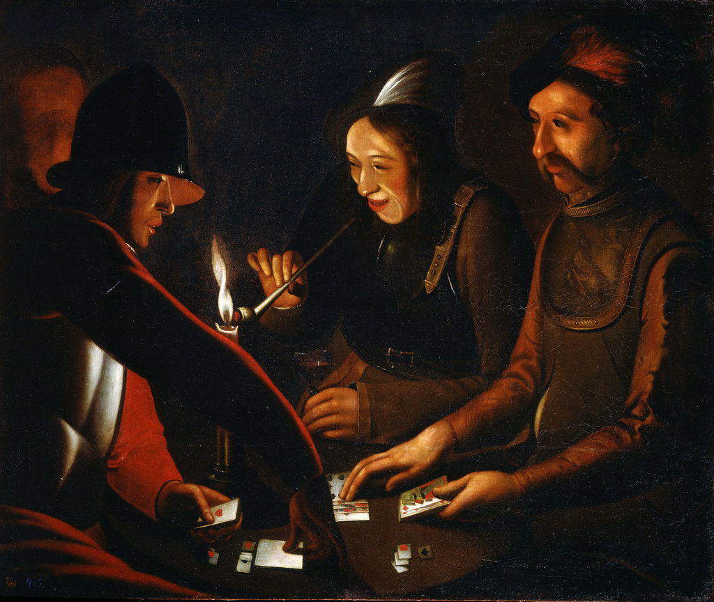 Detail of Soldiers Playing Cards, 17th century by Georges de la Tour