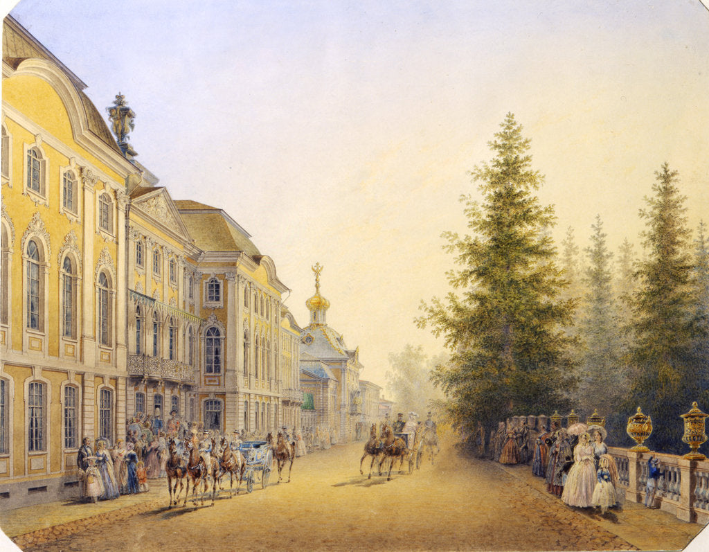Detail of The Main Entrance of the Great Palace in the Peterhof, 1852 by Vasilij Semenovic Sadovnikov