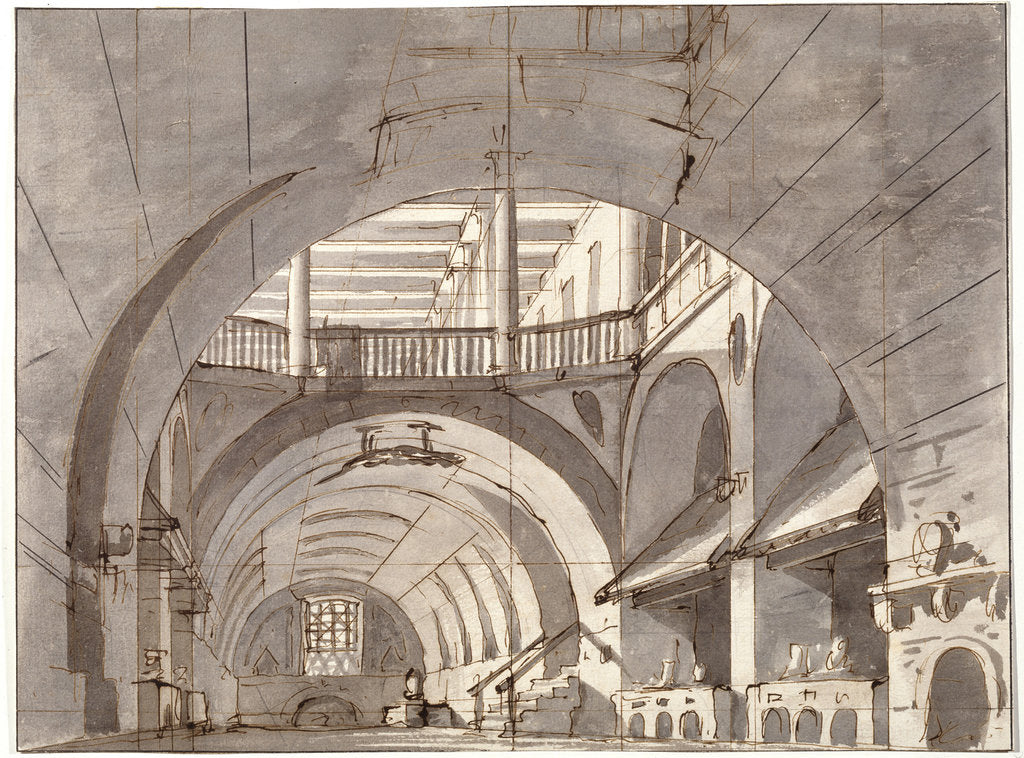 Detail of Stage design for a theatre play, 1800s. by Pietro Gonzaga