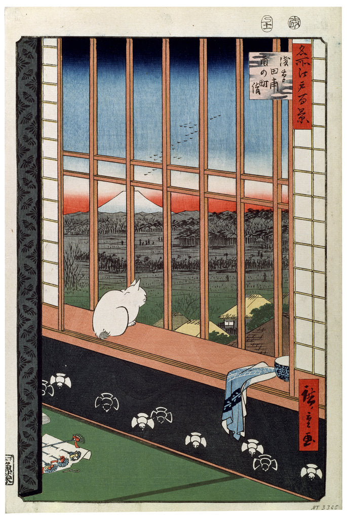 Detail of A Cat Sitting on the Window Seat, 19th century by Ando Hiroshige