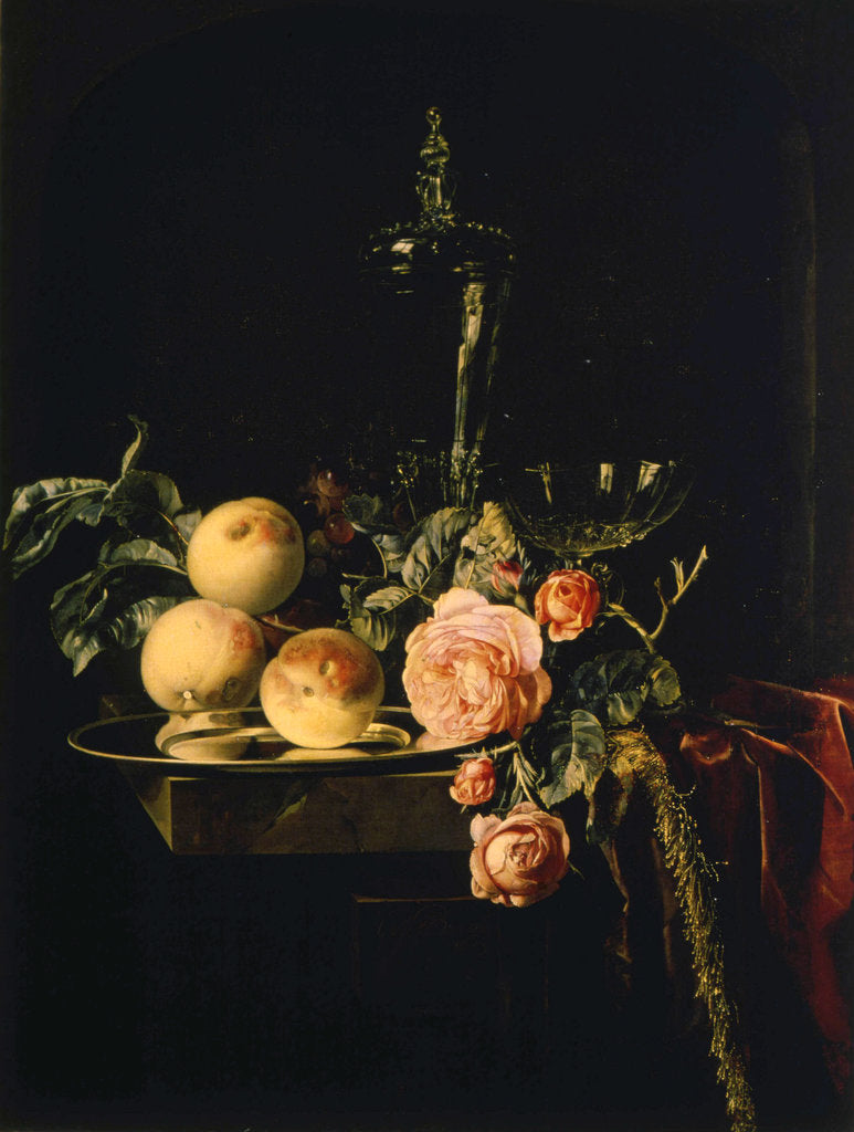 Detail of Roses and Peaches, 1659 by Willem van Aelst