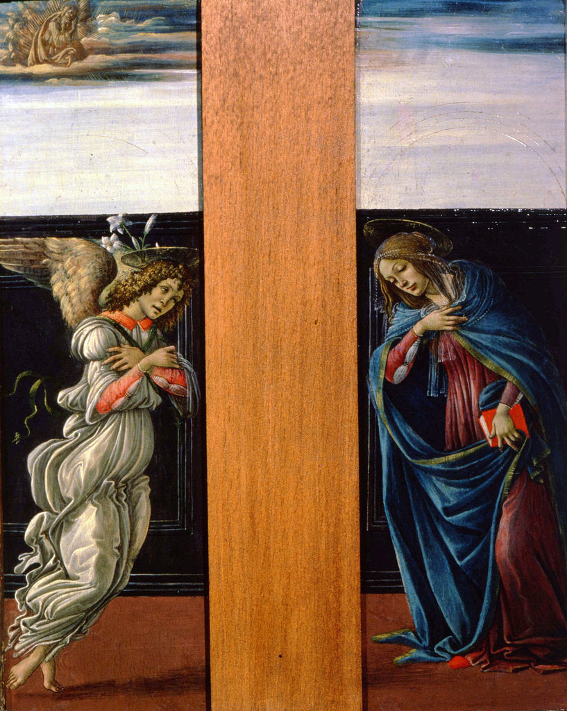 Detail of The Annunciate Virgin and Archangel Gabriel, 1490. by Sandro Botticelli