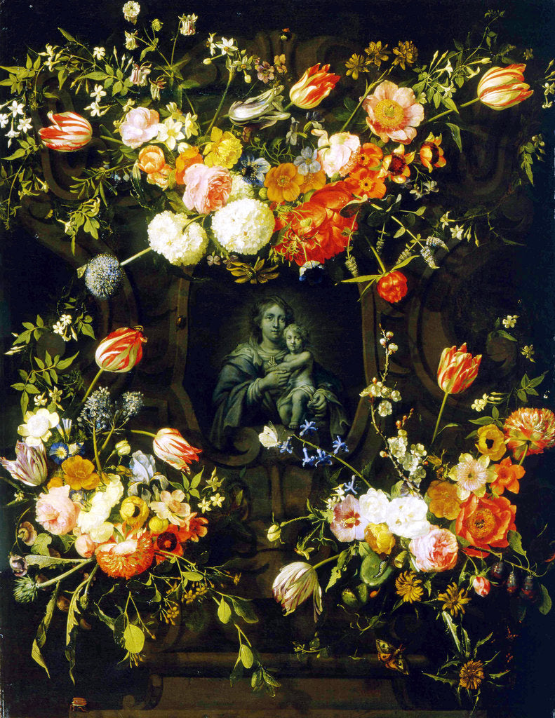 Detail of Madonna Surrounded by Flowers, 1662 by Frans Ijkens