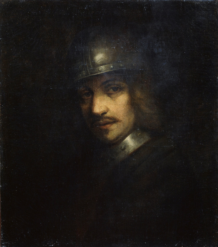Detail of Portrait of a Man with Helmet, 17th century by Ferdinand Bol