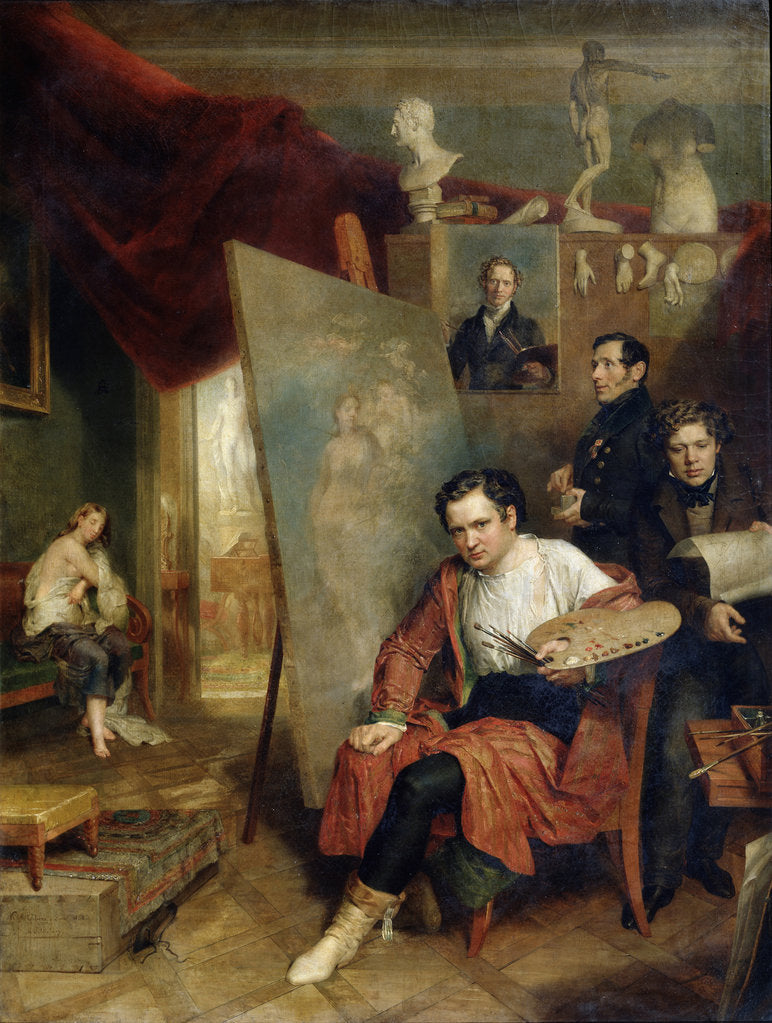 Detail of In the Studio of the Painter Wilhelm Golicke, 1832 by Wilhelm Golicke