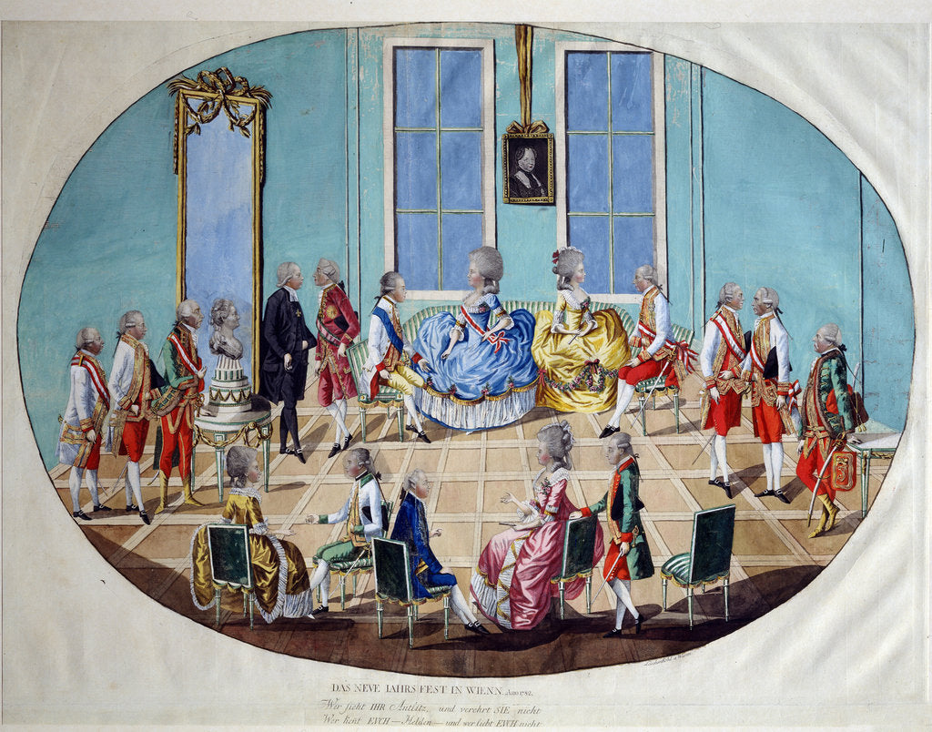 Detail of The New Years Celebration in Vienna in 1782, 1783. by Johann Hieronymus Löschenkohl
