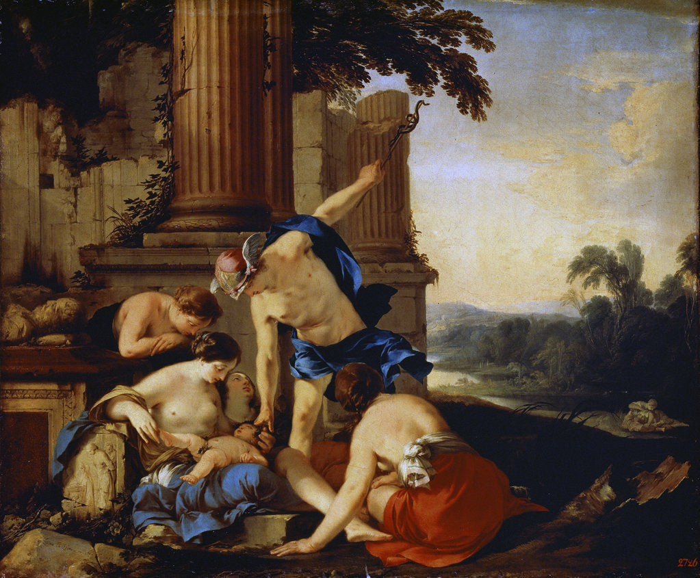 Detail of Mercury Giving the Child Bacchus to the Nymphs of Nysa, 1638. by Laurent de la Hyre