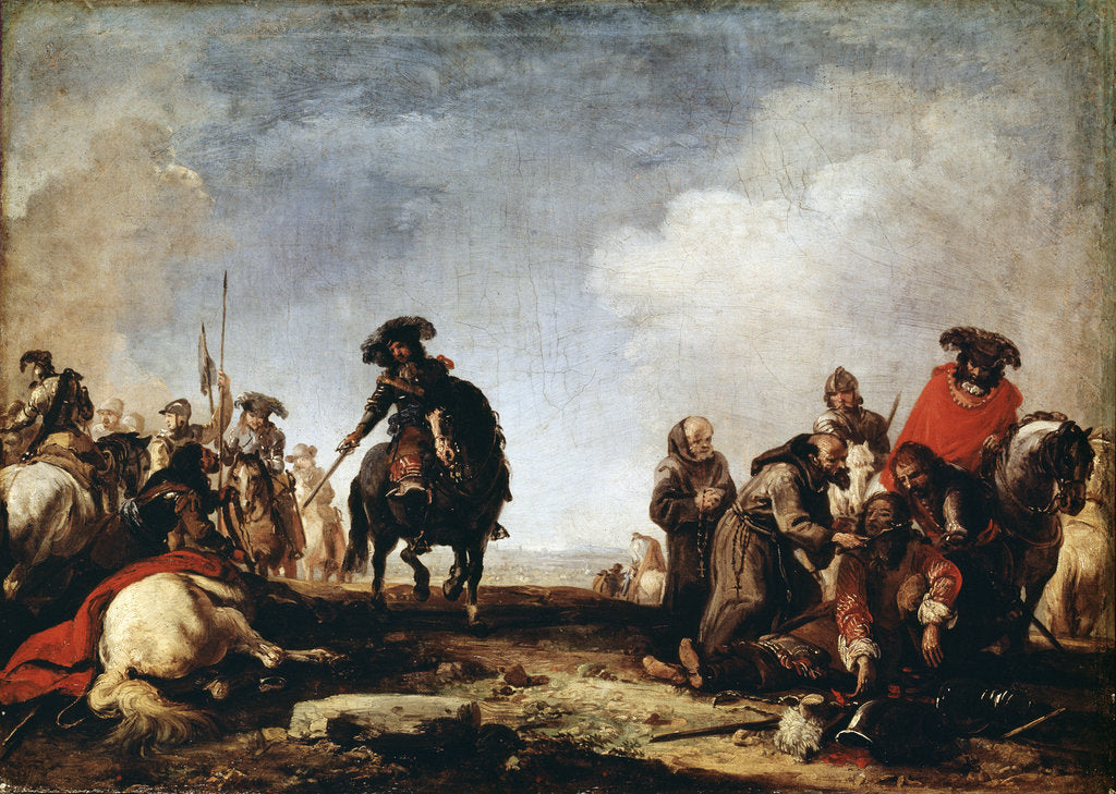 Detail of After a Battle, 17th century. by Jacques Courtois