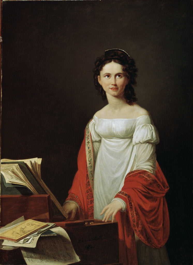 Detail of Portrait of the Singer Anna Borunova, 1821. by Nicolas de Courteille