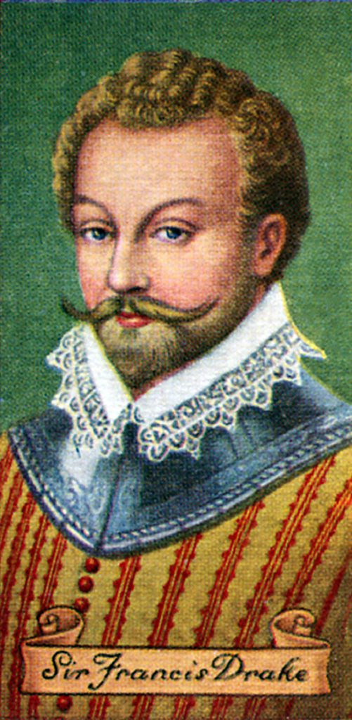 Detail of Sir Francis Drake, taken from a series of cigarette cards by Anonymous