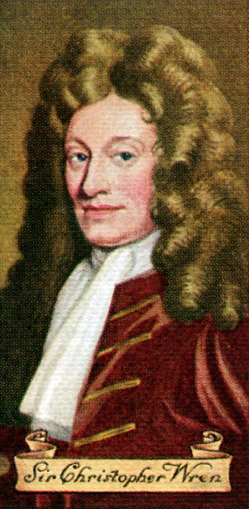Detail of Sir Christopher Wren, taken from a series of cigarette cards by Anonymous