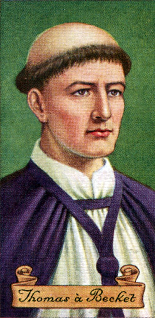 Detail of Thomas a Becket, taken from a series of cigarette cards by Anonymous