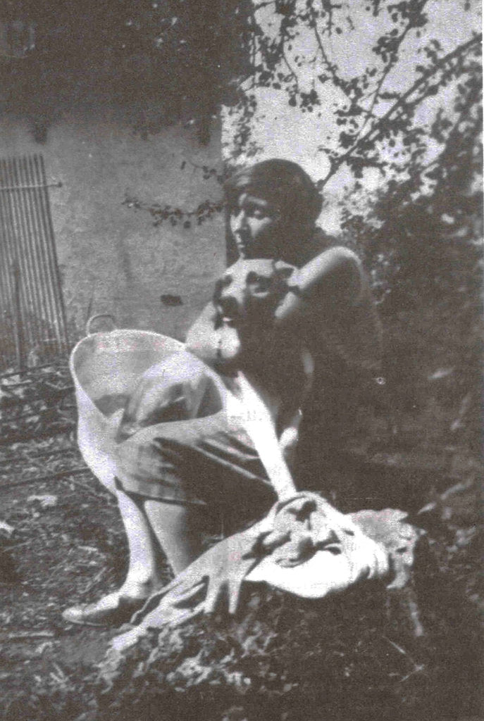 Detail of Marina Tsvetaeva with her dog. Savoy, 1930 by Anonymous