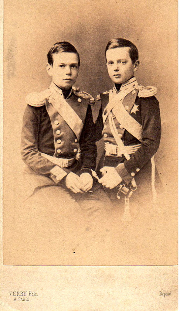 Detail of Portrait of Grand Dukes Vladimir Alexandrovich of Russia and Alexander Alexandrovitch of Russia, 1850s by Anonymous