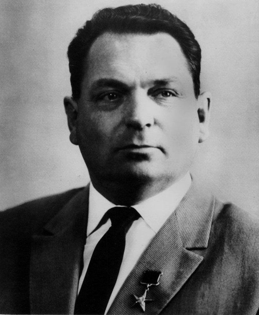 Detail of Portrait of the rocketry pioneer Vasily Pavlovich Mishin , 1970s by Anonymous
