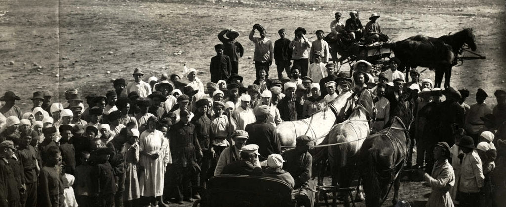 Detail of Leon Trotsky underway at a village, 1924 by Anonymous