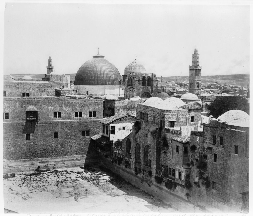 Detail of Pool of Hezekiah, Church of the Holy Sepulchre, and Hospice of the Knights of St. John, Between 1860 and 1880 by Anonymous