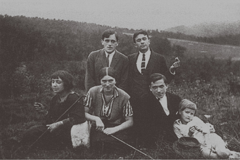 Detail of Marina Tsvetaeva and Sergey Efron with Konstantin Rodzevich (Sitting right). Prague, 1923 by Anonymous