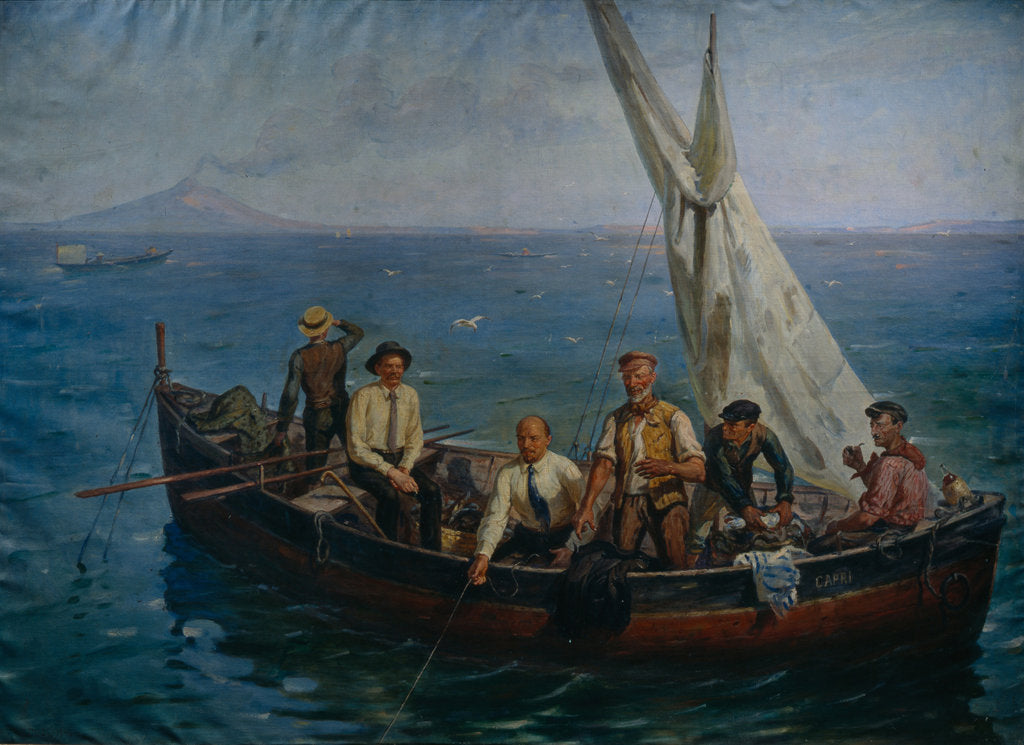 Detail of Lenin and the author Maxim Gorky with the Fishermen at the Capri Island, 1946 by Yefim Mikhailovich Tcheptsov