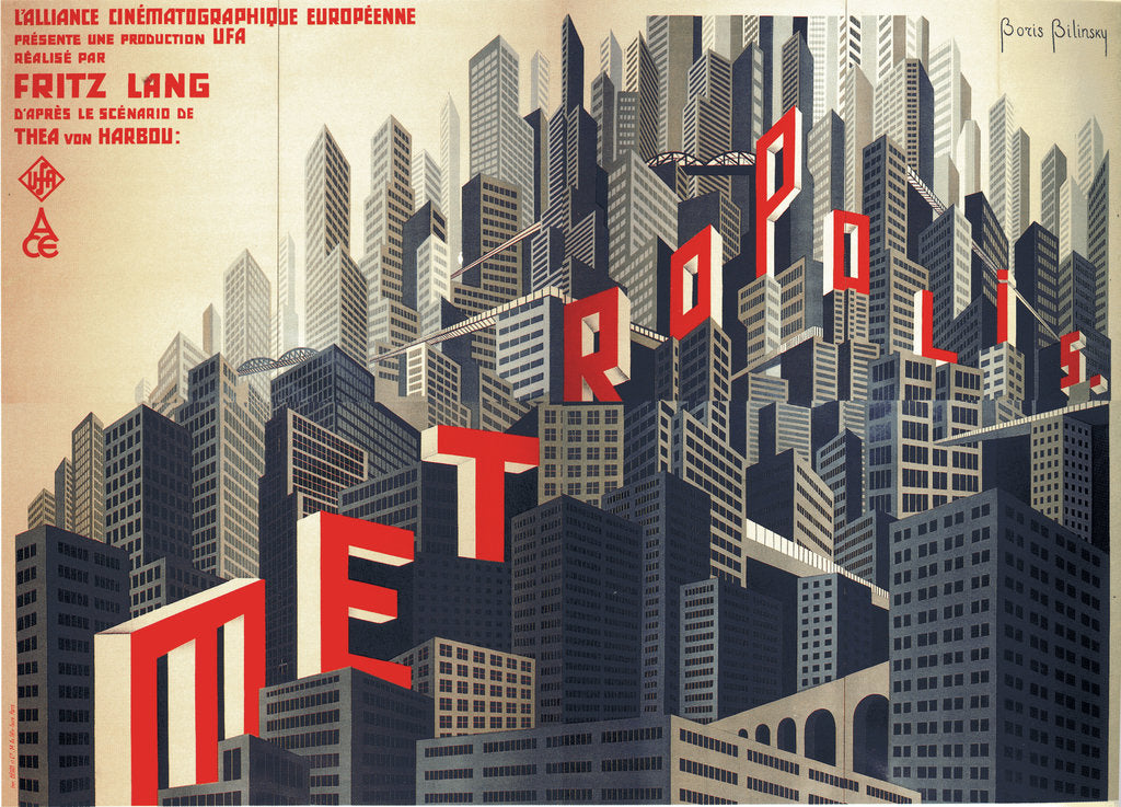Detail of Movie poster Metropolis by Fritz Lang, 1926 by Boris Konstantinovich Bilinsky
