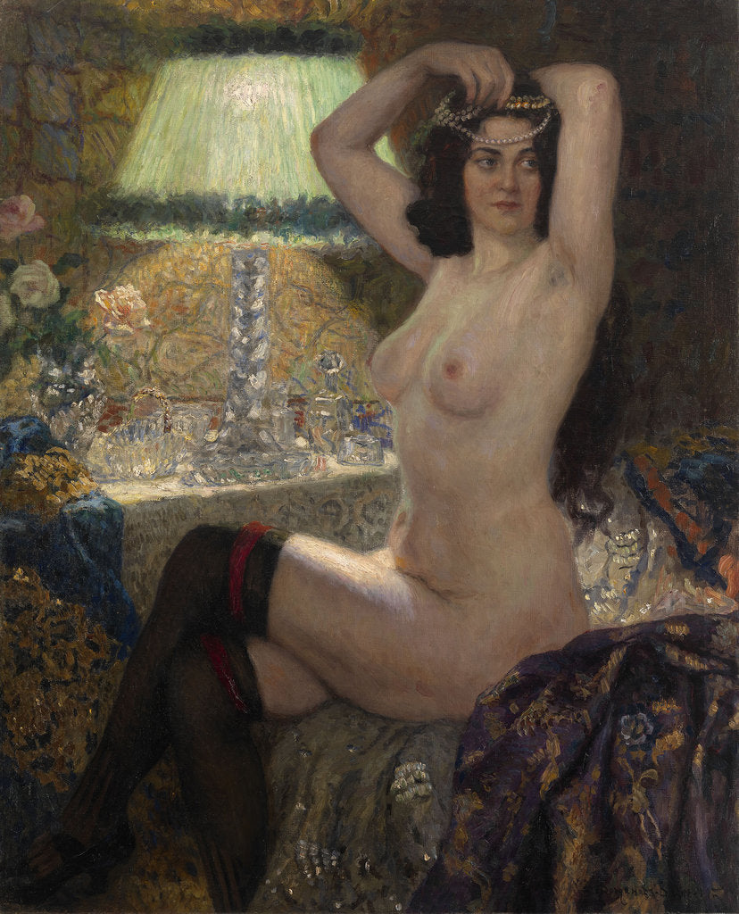 Detail of By the Green Lamp by Nikolai Petrovich Bogdanov-Belsky