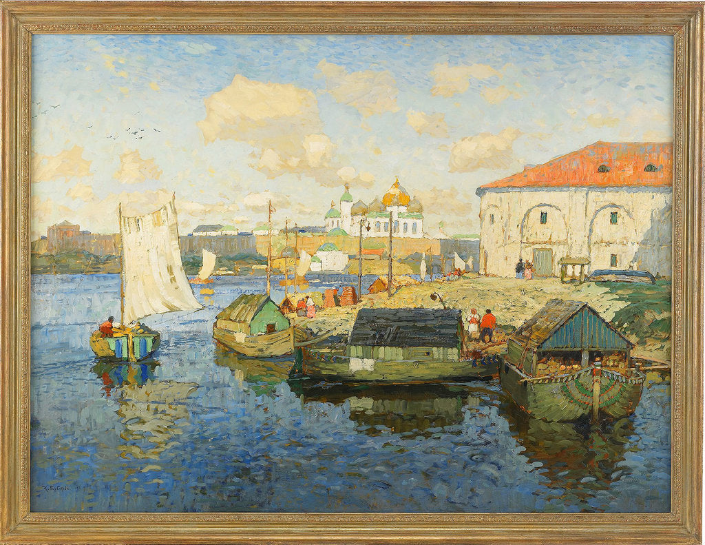 Detail of Town on the Volga River, 1913 by Konstantin Ivanovich Gorbatov