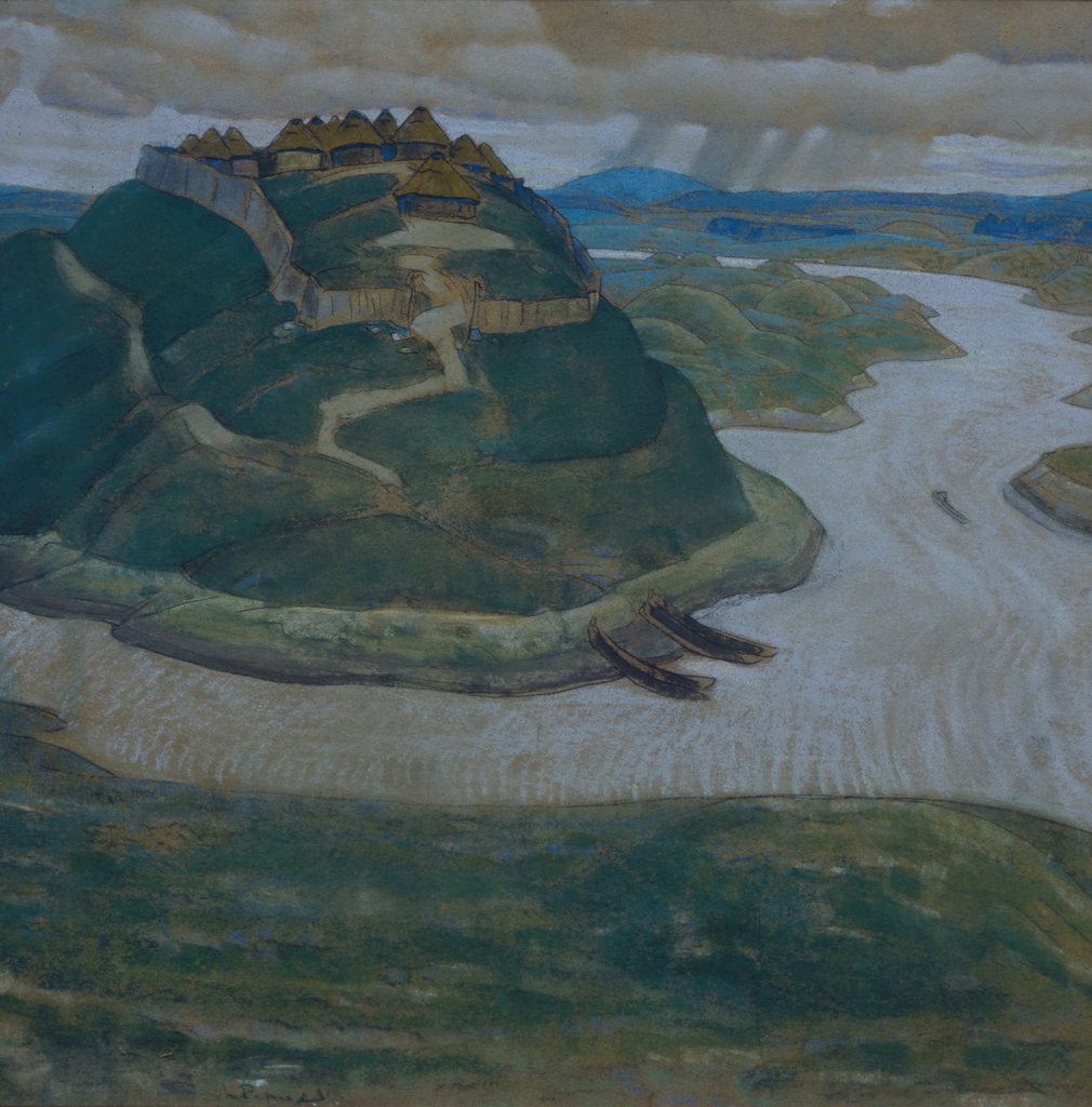 Detail of Gorodishche (Old slavic fortified settlement) by Nicholas Roerich