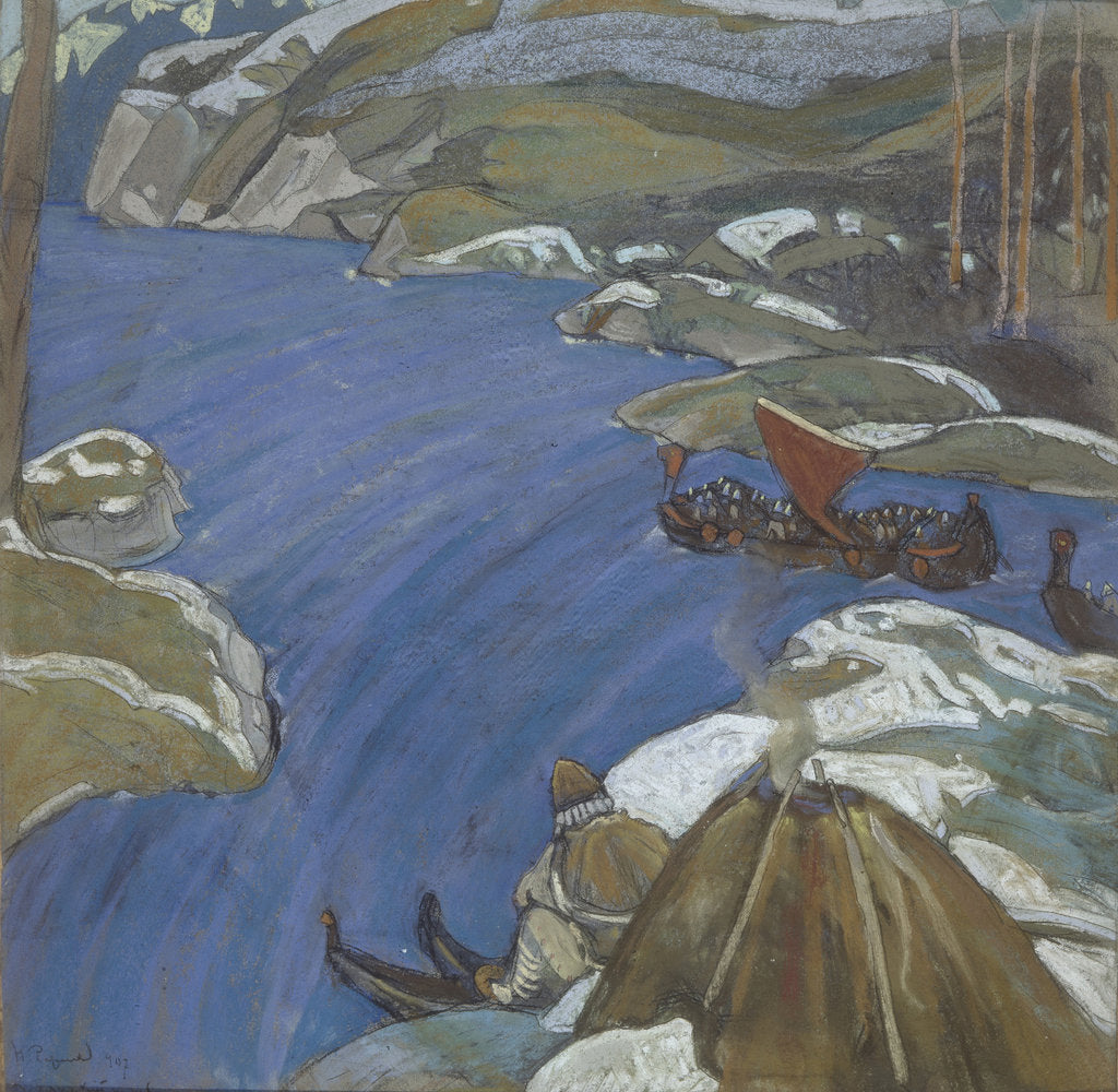 Detail of The Varangian Way, 1904 by Nicholas Roerich