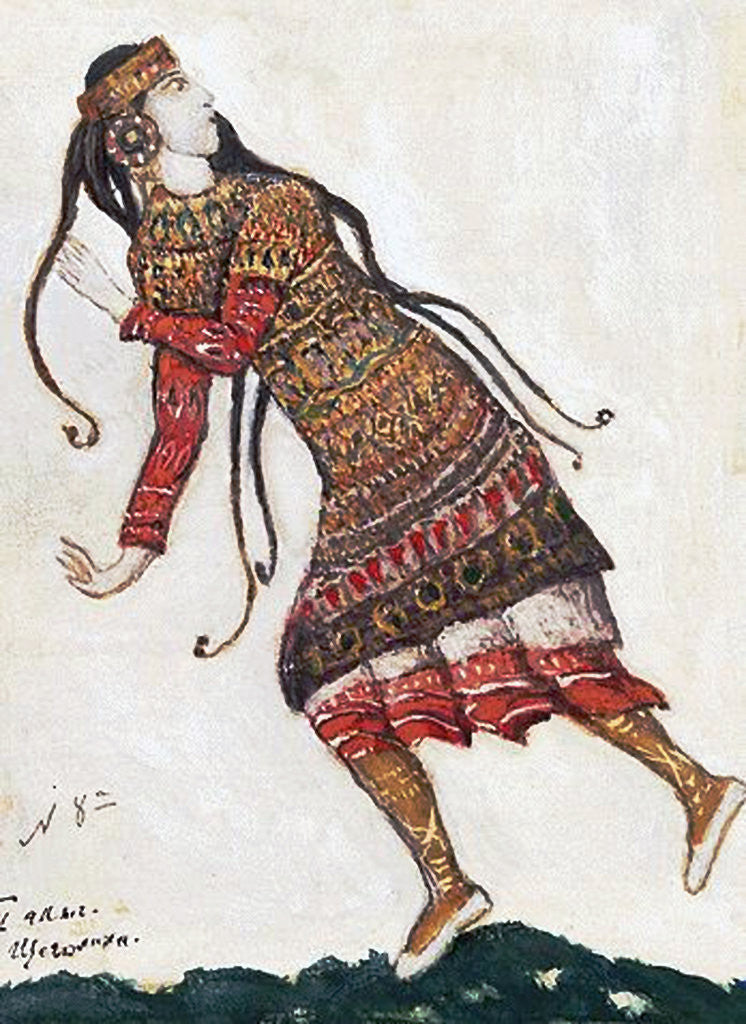 Detail of Ultrafashionable lady. Costume design for the ballet The Rite of Spring (Le Sacre du Printemps) by I. Stravinsky by Nicholas Roerich