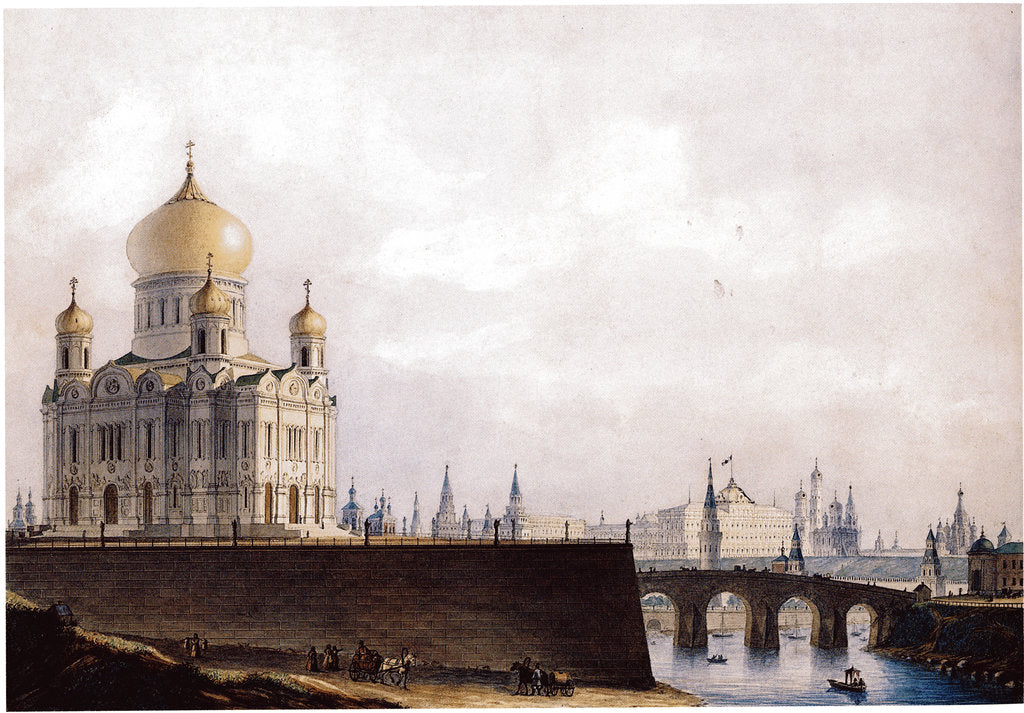 Detail of The Cathedral of Christ the Saviour with View of the Moscow Kremlin, 1836-1837 by Alexander Andreyevich Thon