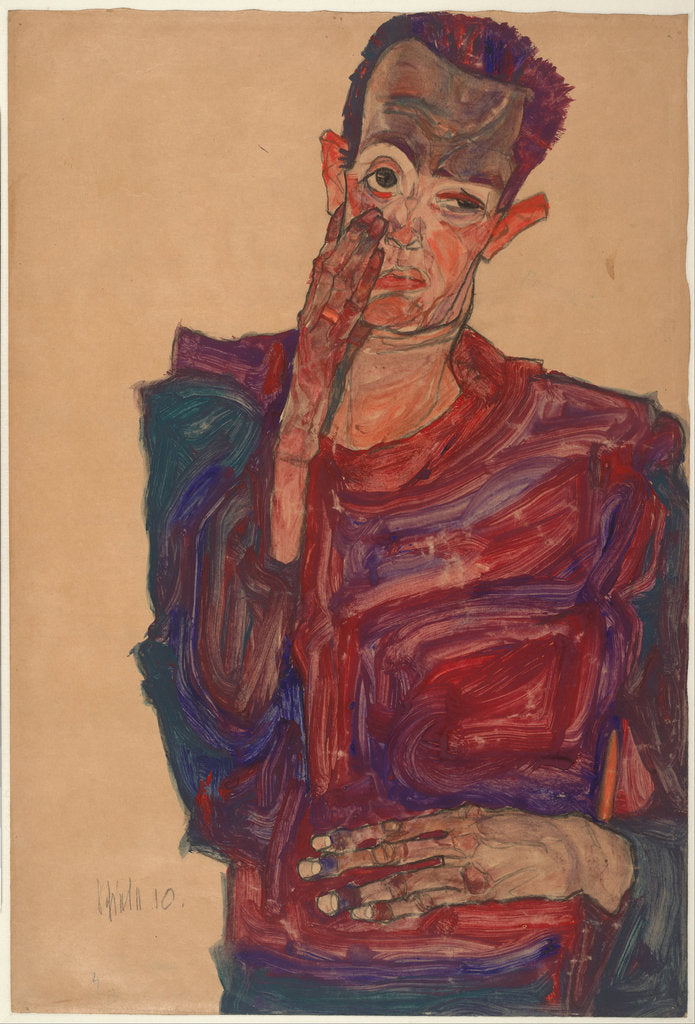 Detail of Self-Portrait with Eyelid Pulled Down, 1910 by Egon Schiele