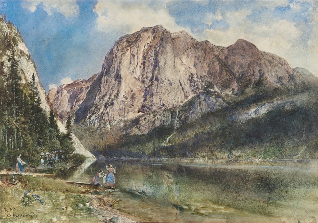Detail of Altaussee Lake and Face of Mount Trissel, 1859 by Rudolf von Alt