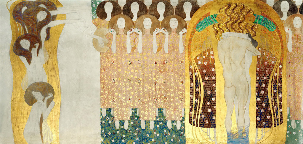 Detail of The Beethoven Frieze, Detail: The Arts, Chorus of Paradise, Embrace, 1902 by Gustav Klimt