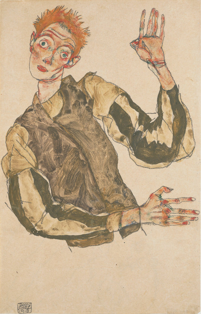 Detail of Self-Portrait with Striped Armlets, 1915 by Egon Schiele