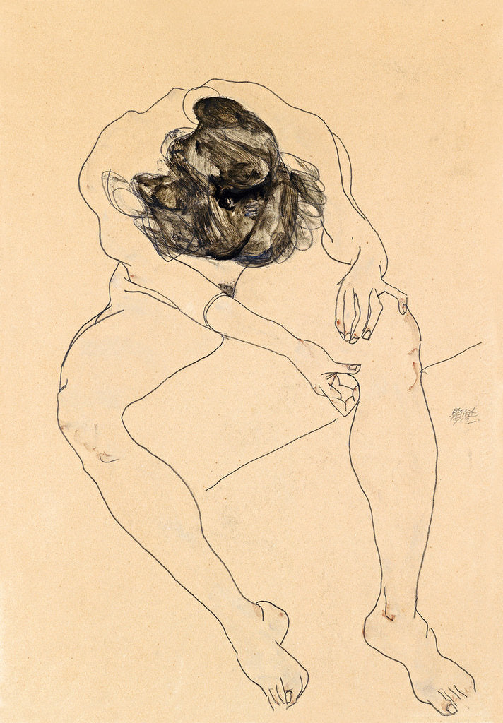 Seated female nude, 1912 by Egon Schiele