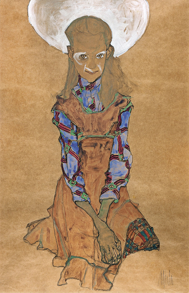 Detail of Seated Girl (Poldi Lodzinsky), c. 1910 by Egon Schiele