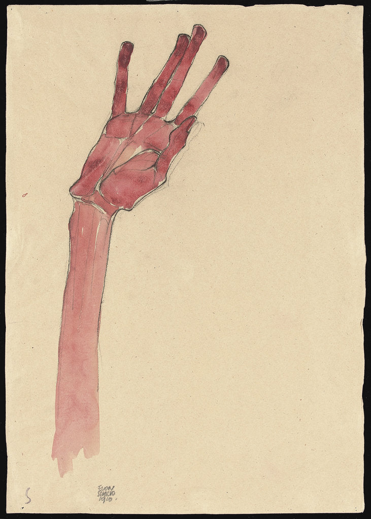 Detail of Raised red hand, 1910 by Egon Schiele