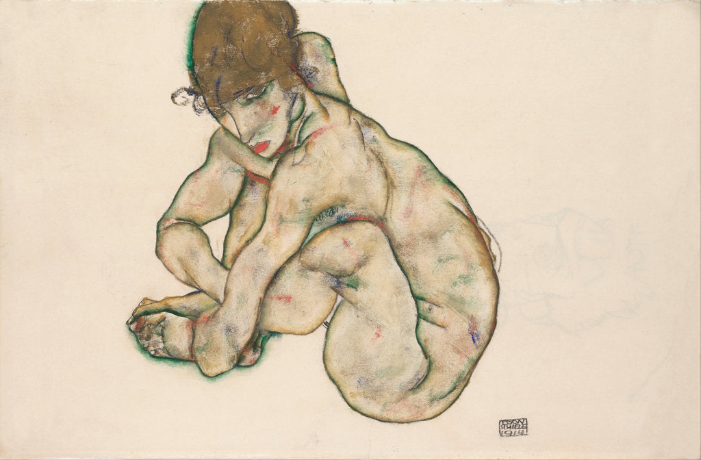 Detail of Crouching Nude Girl, 1914 by Egon Schiele