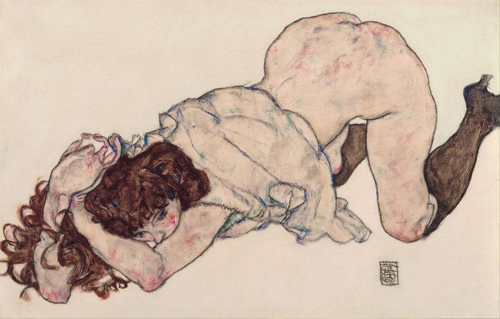 Detail of Kneeling Girl, Resting on Both Elbows, 1917 by Egon Schiele