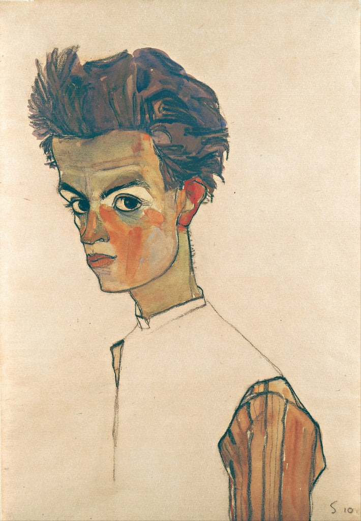 Detail of Self-Portrait with Striped Shirt, 1910 by Egon Schiele