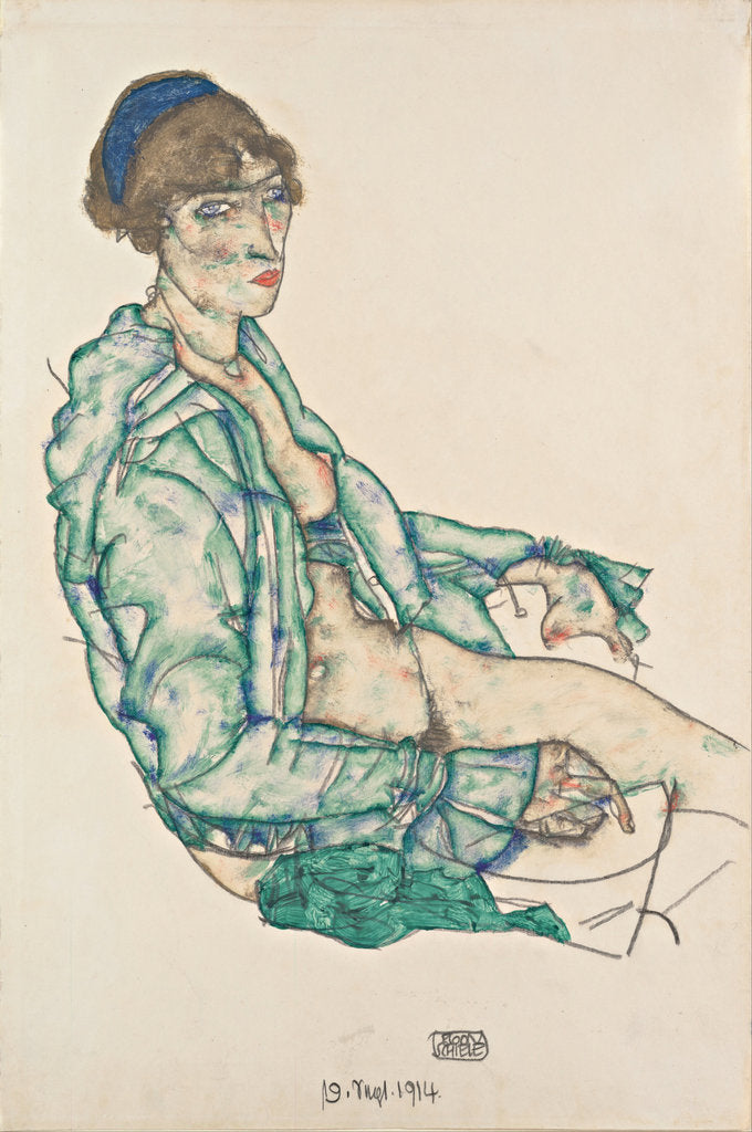 Detail of Sitting Semi-Nude with Blue Hairband, 1914 by Egon Schiele