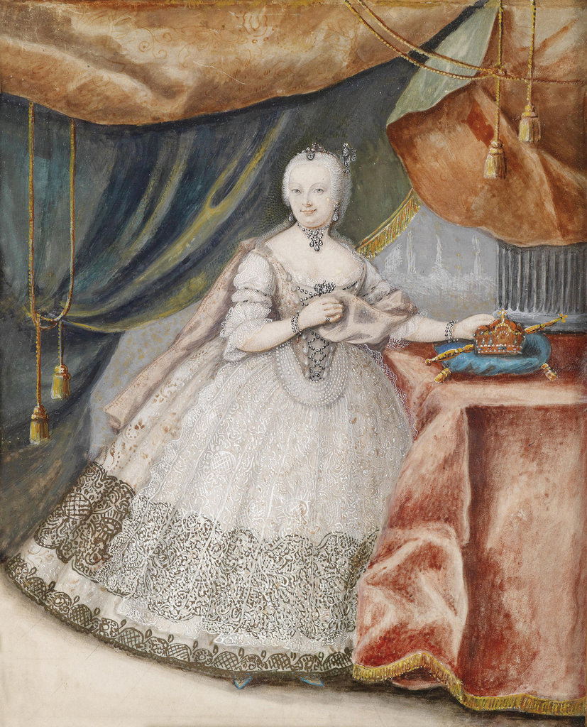 Detail of Portrait of Empress Maria Theresia of Austria in Lace Long Gown, c. 1740 by Anonymous