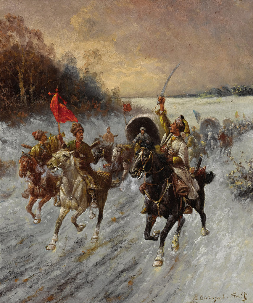Detail of The Siberian gold convoy, 1900s-1910s by Adolf Baumgartner-Stoiloff