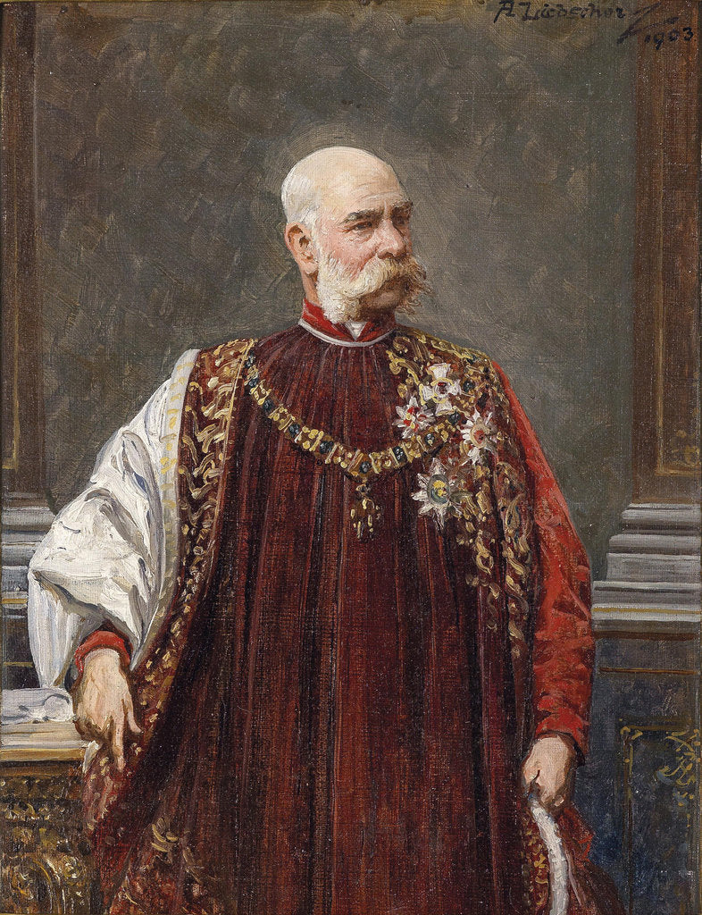 Detail of Portrait of Franz Joseph I of Austria as Grand Master of the Golden Fleece, 1903 by Adolf Liebscher