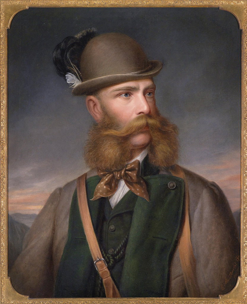 Detail of Portrait of Franz Joseph I of Austria in Hunting Dress, 1877 by Edmund Mahlknecht