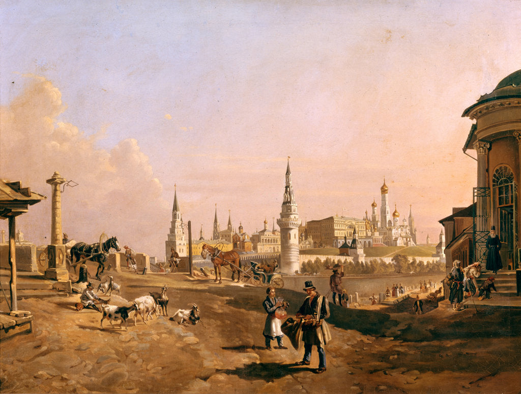 Detail of View of the Bolshoy Kamenny Bridge and the Kremlin from Zamoskvorechye, 1837 by Johann Nepomuk Rauch