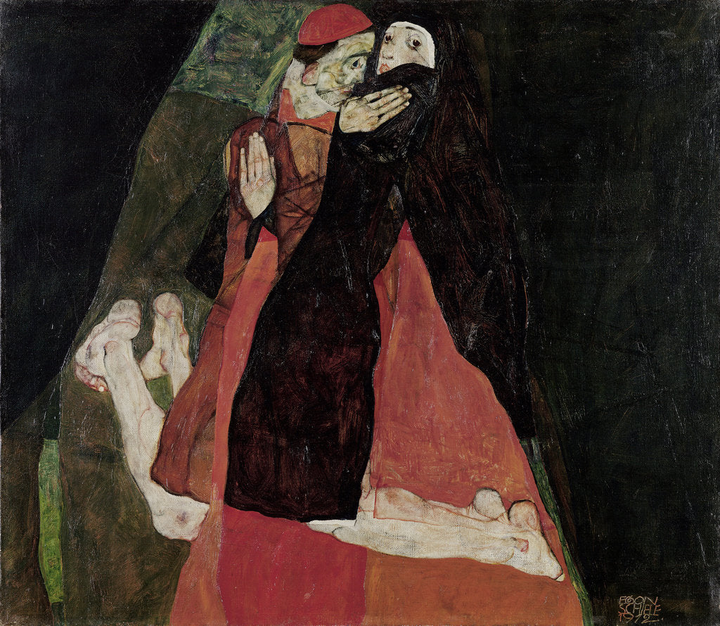 Detail of Cardinal and Nun (Tenderness), 1912 by Egon Schiele