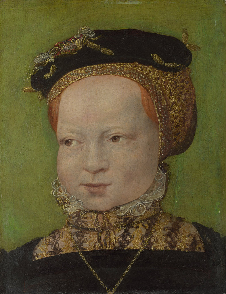 Detail of Portrait of a Girl, ca 1545 by Jakob Seisenegger