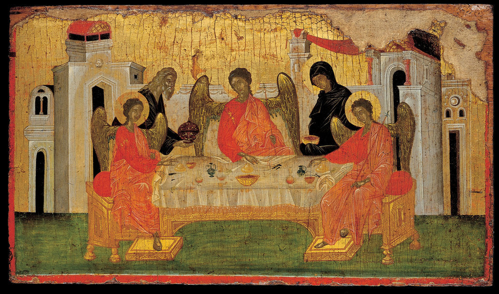 Detail of The Hospitality of Abraham (Old Testament Trinity), ca 1380 by Byzantine icon